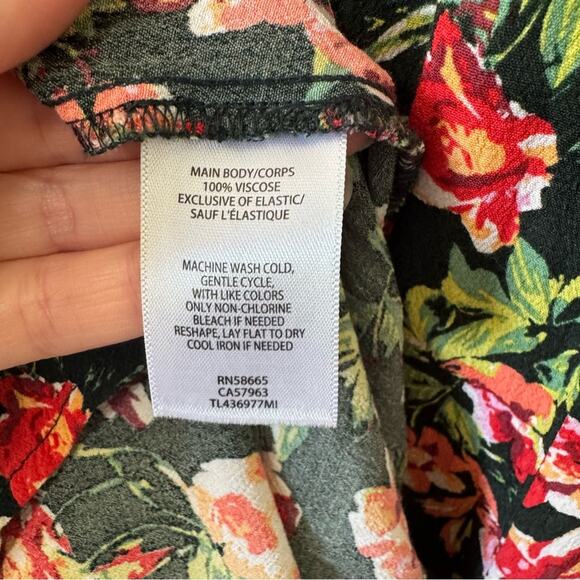 Leith Nordstrom Green & Pink Floral Midi Dress Size Small - Picture 7 of 7